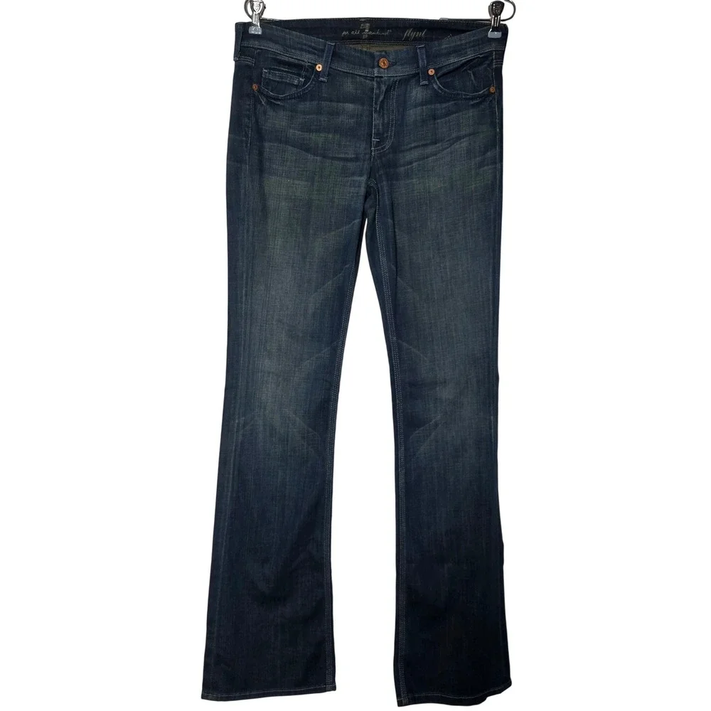 7 For All‎ Mankind Flynt Bootcut Jeans Dark Wash Embroidered Pockets Size 28
